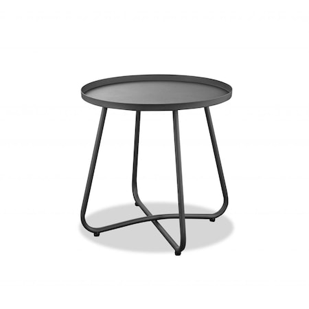 Homeroots Gray Aluminum Indoor & Outdoor Round End Table 372278